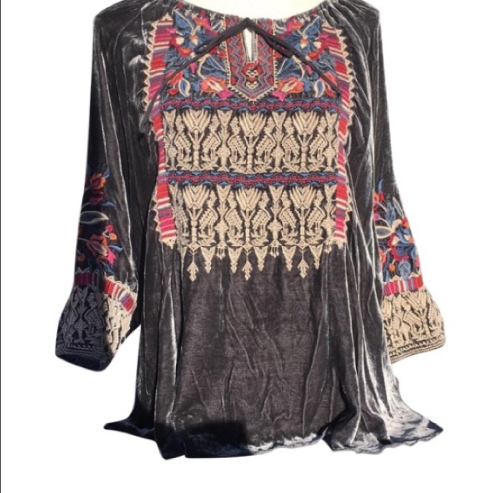 Johnny Was Claude Velvet Peasant Blouse (J)
